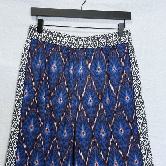 Anthropologie Vale Blue Boho Viscose Wide Leg Pull On Palazzo Pants Women Size M - Picture 4 of 9